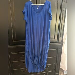 Blue V-Neck maxi Dress